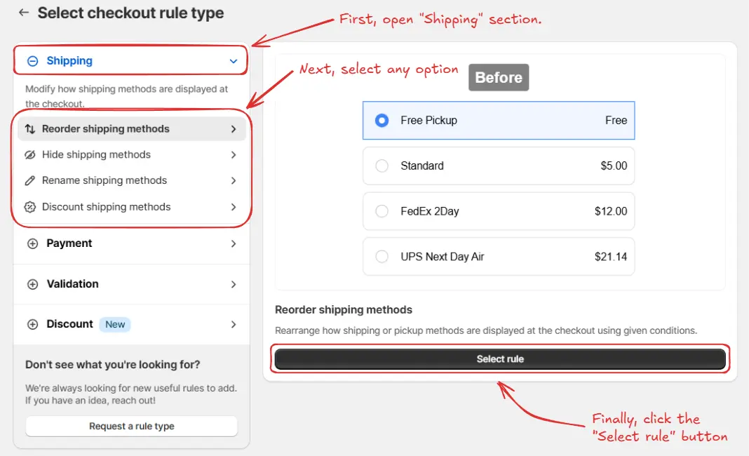 Create Shipping rule