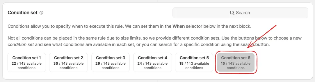 Select a condition set