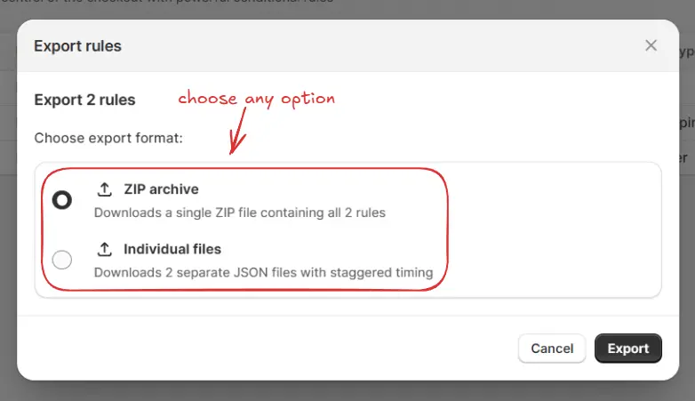 Choose Export Format