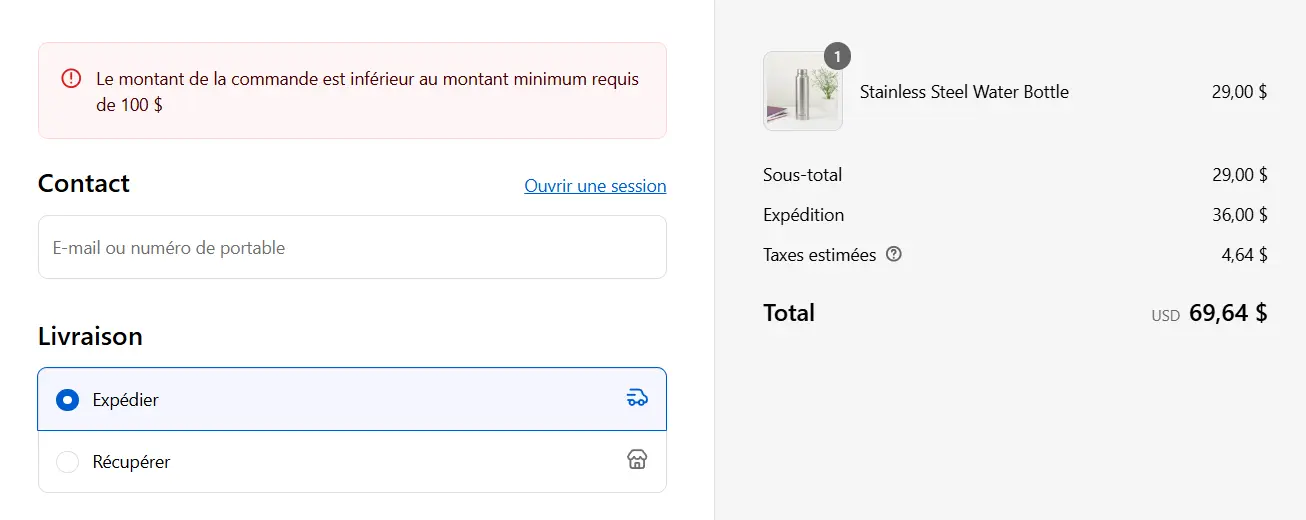 Example French Error Message