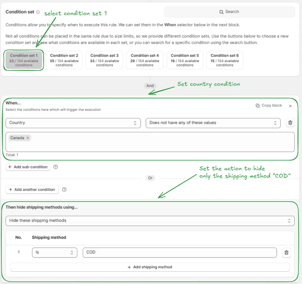 To hide a shipping method