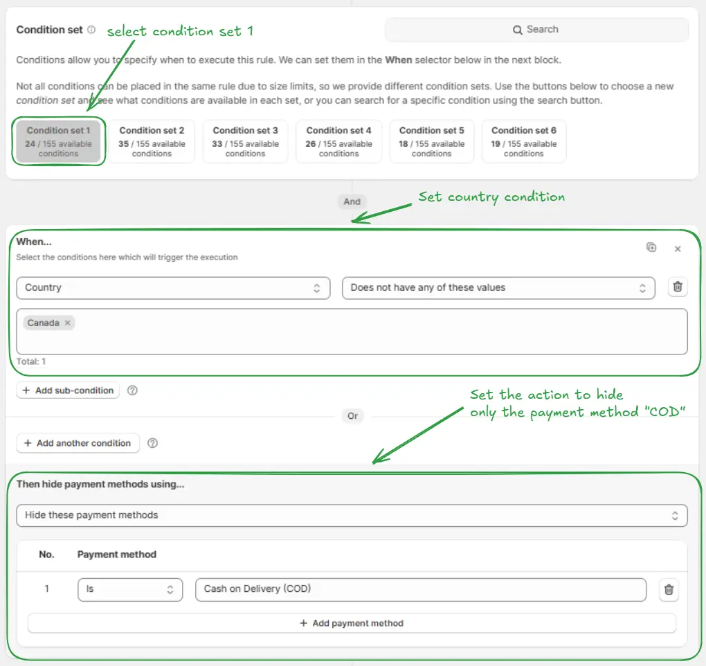 To hide a payment method