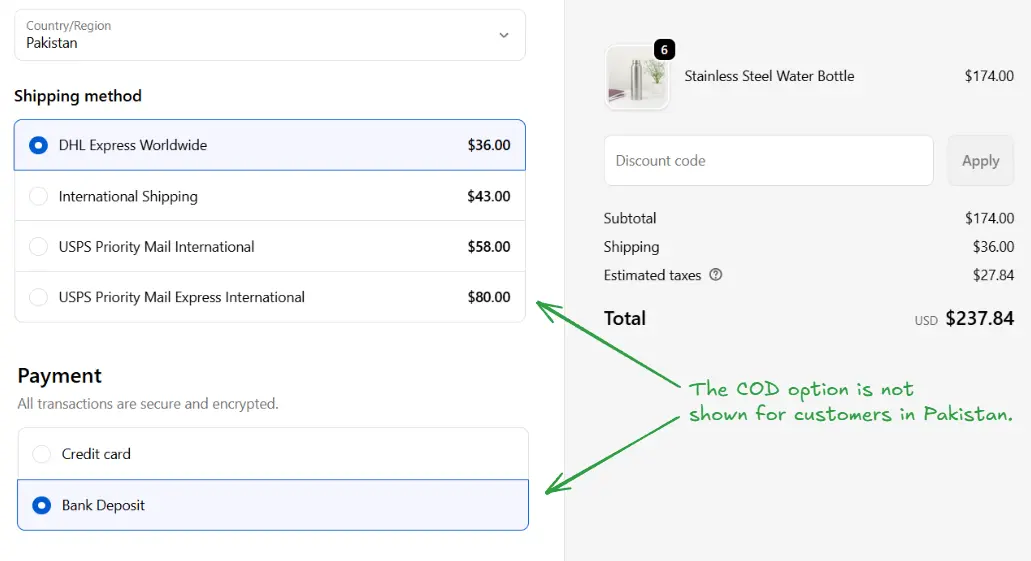 Hide Options at Checkout