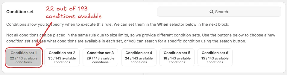 Condition Sets Example