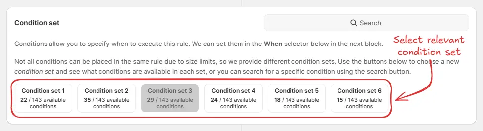 Condition Set Selection