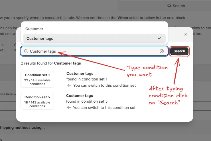 Type In Search Condition