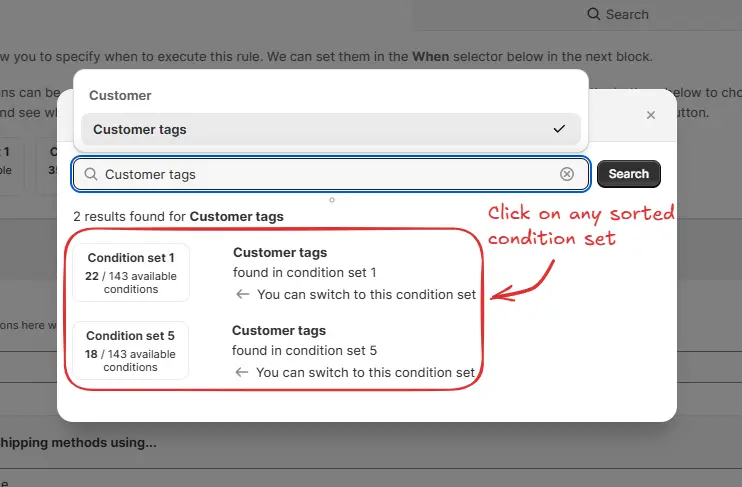 Sorted Condition Sets