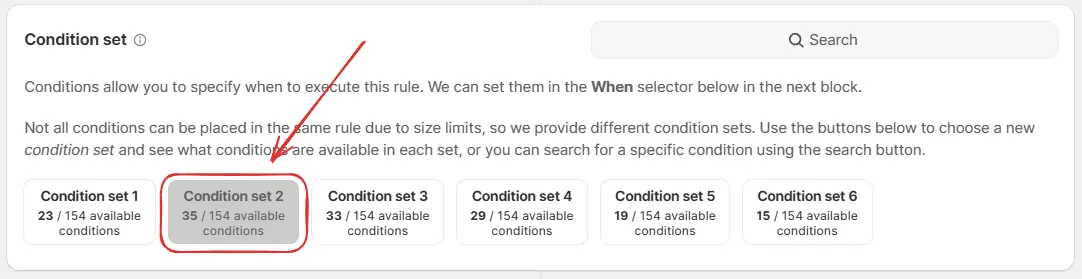 Select a condition set