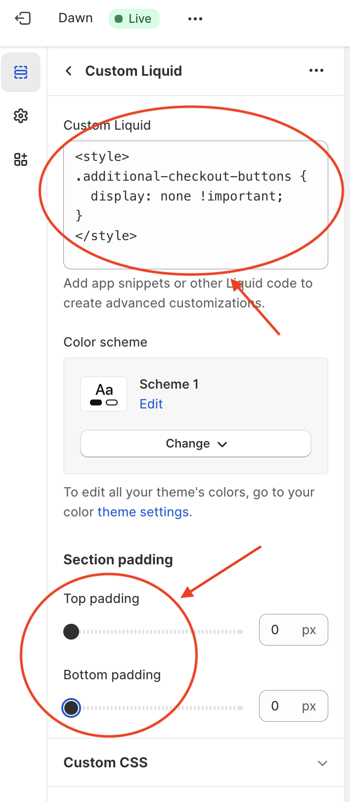 Final Cart page modification in theme customizer
